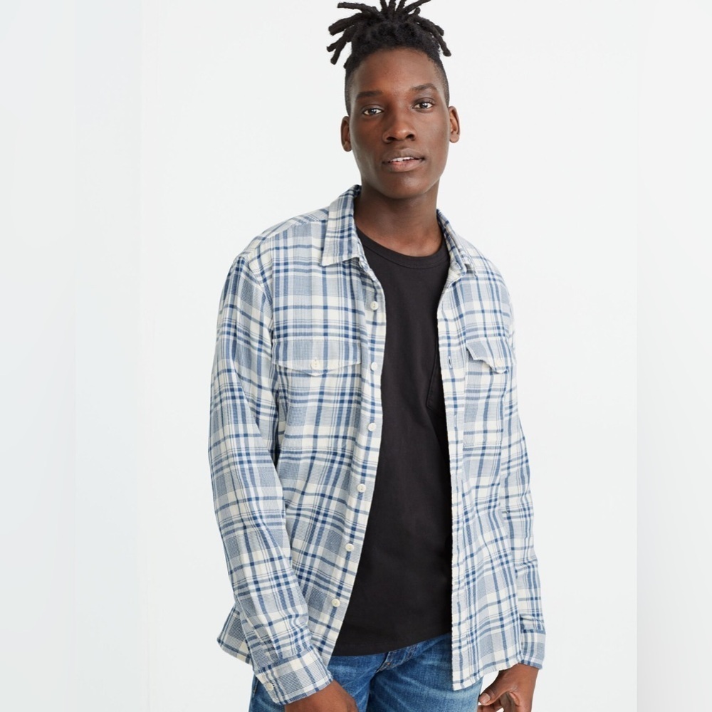Madewell Plaid Double Weaver Perfect Shirt (Large)
